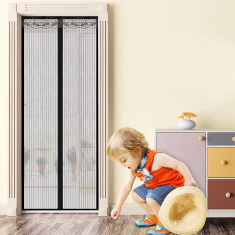 Magnetic Mesh Curtain Hands-free Fly Mesh Door Curtain 39x82” Self-adhesive Door Screen Anti Mosquito Bugs