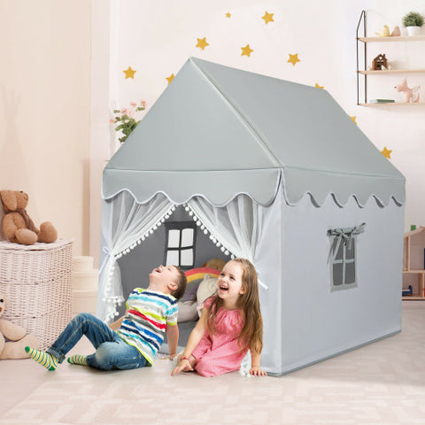 Kid Play Tent - Large Play Castle Fairy Tent with Mat, Gray