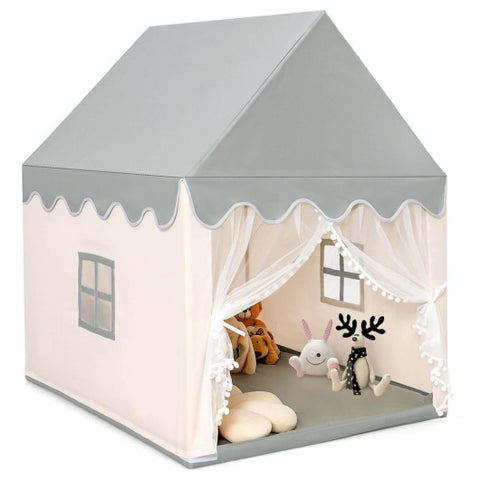 Play Castle - Kids Large Play Castle Fairy Tent with Mat, Beige