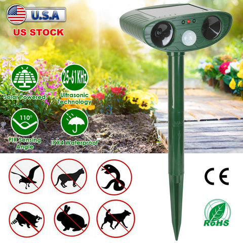 Solar Ultrasonic Animal Rat Repeller Repellent PIR Motion