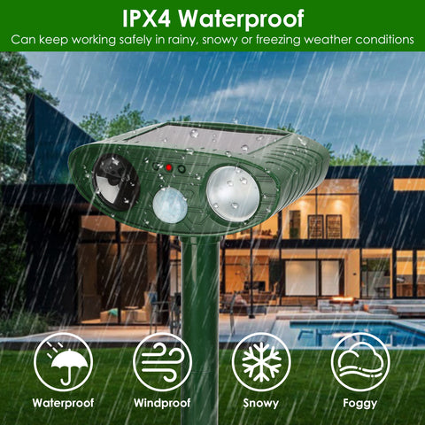 Solar Ultrasonic Animal Repeller PIR Sensor with Flashing Light