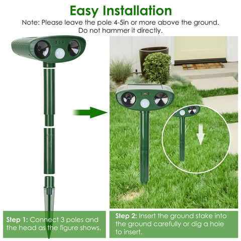 Solar Ultrasonic Animal Rat Repeller Repellent PIR Motion