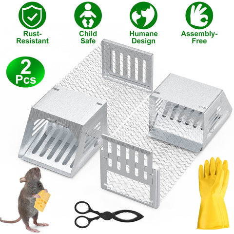Rat Mouse Trap Cage 2Pcs Humane No Assembly