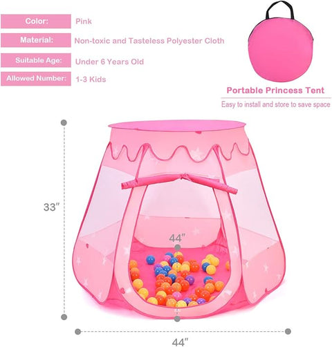 Portable Play Tent - Pink Baby/Toddler Play House Tent with 100 Balls