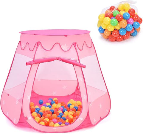 Portable Play Tent - Pink Baby/Toddler Play House Tent with 100 Balls