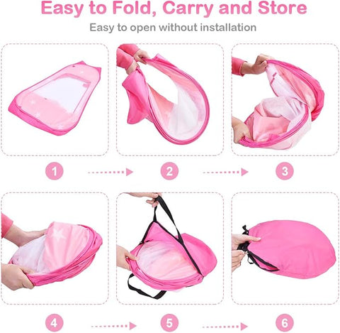 Portable Play Tent - Pink Baby/Toddler Play House Tent with 100 Balls