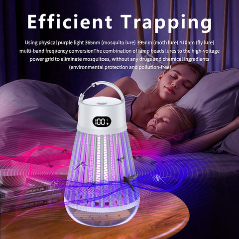 Rechargeable Insect Zapper - Portable Cordless Mosquito Killer Lamp with Hook for Hanging