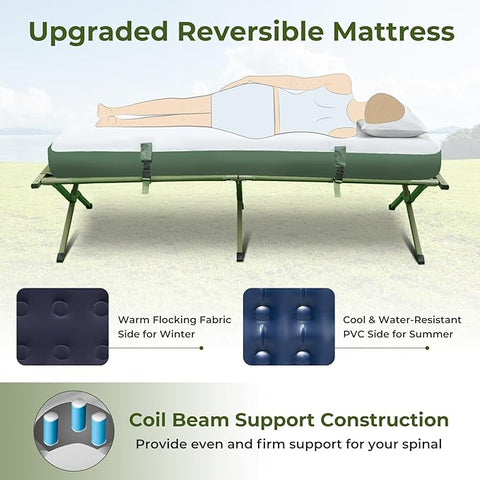 Foldable Camping Tent - 5-in-1 2-Person Outdoor Tent Cot with Air Mattress and Sleeping Bag