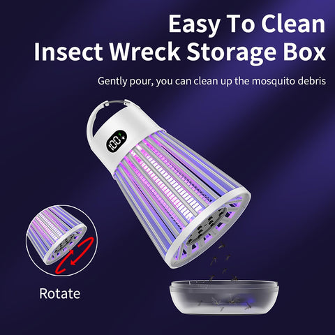 Rechargeable Insect Zapper - Portable Cordless Mosquito Killer Lamp with Hook for Hanging
