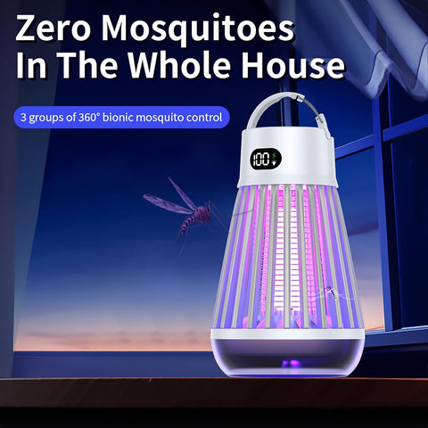 Rechargeable Insect Zapper - Portable Cordless Mosquito Killer Lamp with Hook for Hanging