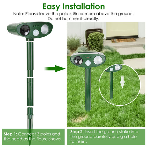 Solar Ultrasonic Animal Repeller PIR Sensor with Flashing Light