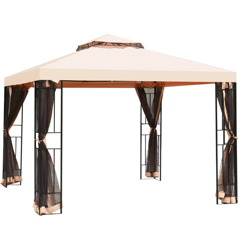 10 X 10 Feet 2-Tier Vented Metal Canopy with Mosquito Netting