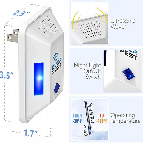 Ultrasonic Pest Repeller Plug-in - Electronic Insect Control Device 2 pack