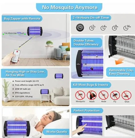Remote Control Bug Zapper- Ultraviolet Insect Exterminator