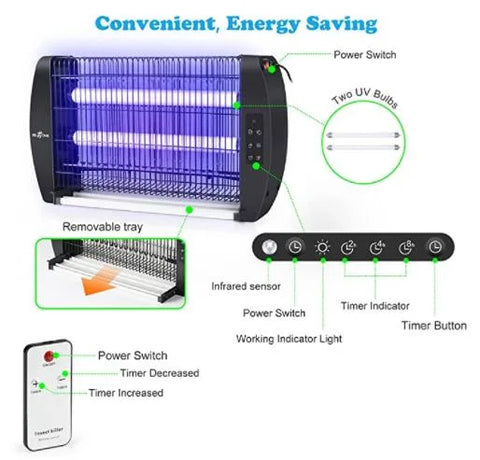 Remote Control Bug Zapper- Ultraviolet Insect Exterminator
