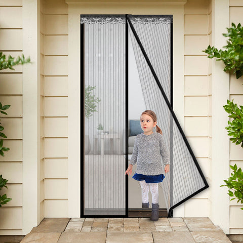 Magnetic Mesh Curtain Hands-free Fly Mesh Door Curtain 39x82” Self-adhesive Door Screen Anti Mosquito Bugs