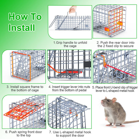 Rodent Rat Mouse Trap Cage 2Pcs Foldable Humane