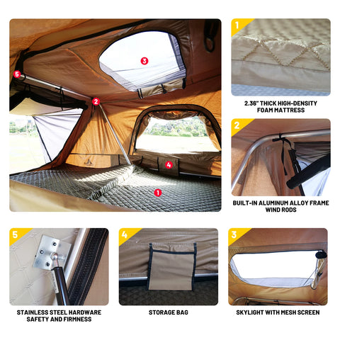 Universal Hardshell Roof Top Tent Outdoor Camping Rooftop Tent Waterproof