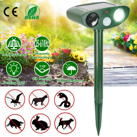 Solar Ultrasonic Animal Repeller PIR Sensor with Flashing Light