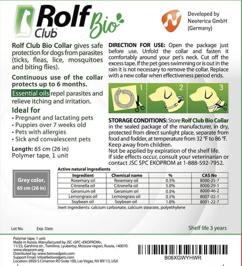 Natural Flea and Tick Collar for Dogs - 6 Months Control, Essential Oil Repellent (Pack of 1)