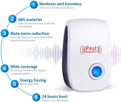 Ultrasonic Pest Repeller - 6-Pack Electronic Plug-in for Indoor Pest Control