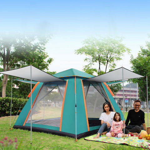 LakeForest 4-5 Person Camping Tent – Waterproof with Mosquito Nets (Green)