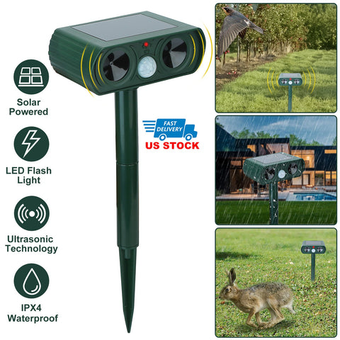 Solarek Ultrasonic Animal Repeller – Solar Powered IPX4 Waterproof