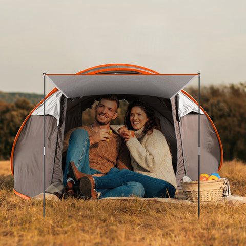 LakeForest 5-8 Person Pop Up Tent – 4 Poles Waterproof (Khaki)