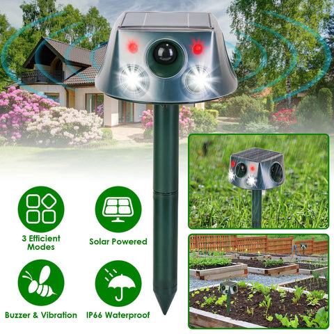 LakeForest Solar Ultrasonic Animal Repeller – 3 Modes Motion Sensor & Vibration