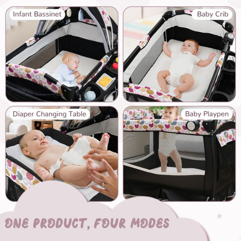 4 in 1 Pack and Play - Portable Baby Nursery Center with Bassinet, Purple