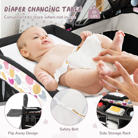 4 in 1 Pack and Play - Portable Baby Nursery Center with Bassinet, Purple
