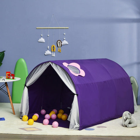 Portable Play Tent - Kids Galaxy Starry Sky Dream Tent with Double Net Curtain, Purple