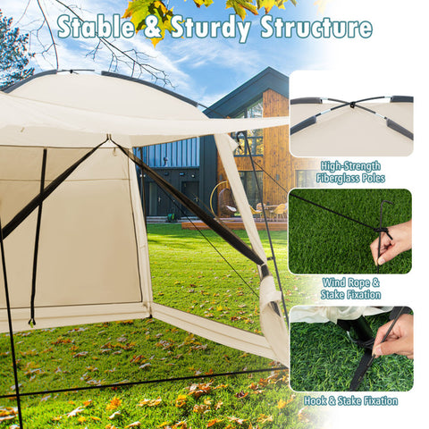 10 X 10 Feet Screened Canopy Tent W/ Vestibule and Zippered Door