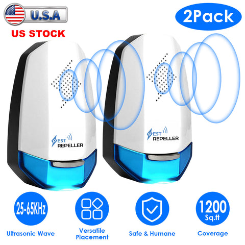 iMounTEK 2-Pack Ultrasonic Pest Repeller with Night Light – White