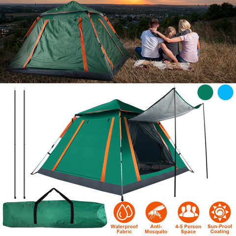 LakeForest 4-5 Person Camping Tent – Waterproof with Mosquito Nets (Green)