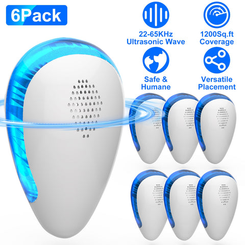 iMounTEK 6-Pack Ultrasonic Pest Repeller – Indoor Plug-In White
