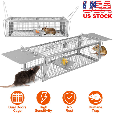iMounTEK Dual Door Rat Trap Cage – Dense Mesh Zinc Plated