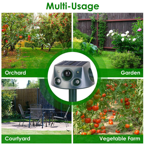 LakeForest Solar Ultrasonic Animal Repeller – 3 Modes Motion Sensor & Vibration