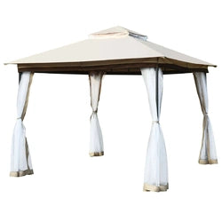 Gazebo Tent with Netting - 2-Tier 10x10 Canopy Shelter with Mosquito Netting