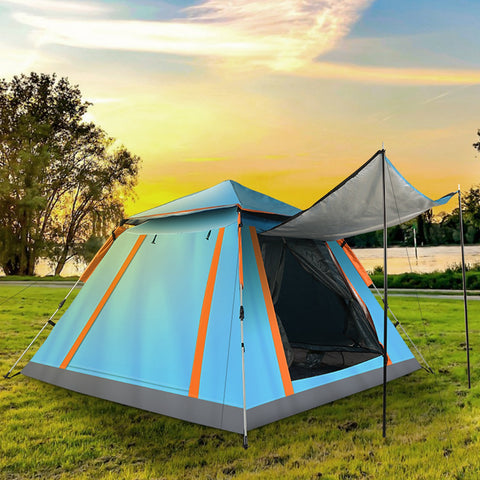 LakeForest 4-5 Person Camping Tent – Waterproof with Mosquito Nets (Blue)