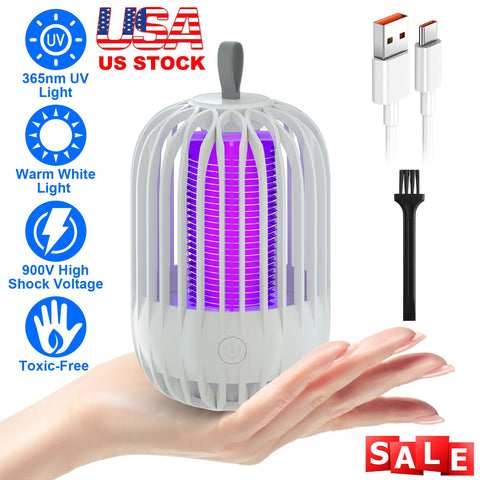 iMounTEK 900V Cordless Bug Zapper – USB-C Rechargeable Night Light (White)