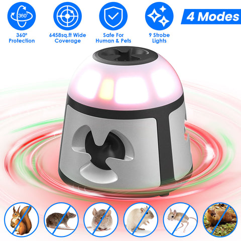 iMounTEK 360° Ultrasonic Mice Repeller – 9 Strobe Lights & Alarm Horn