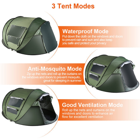 LakeForest 5-8 Person Pop Up Tent – Auto Setup Waterproof (Khaki)