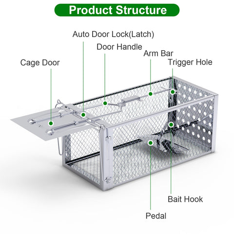 iMounTEK Single Door Rat Trap Cage – Humane Rodent Trap Indoor/Outdoor