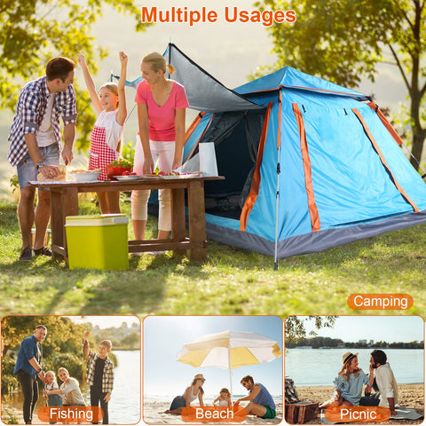 LakeForest 4-5 Person Camping Tent – Waterproof with Mosquito Nets (Blue)