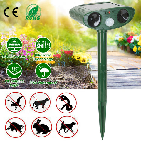 Solar Ultrasonic Animal Rat Repeller Repellent PIR Motion