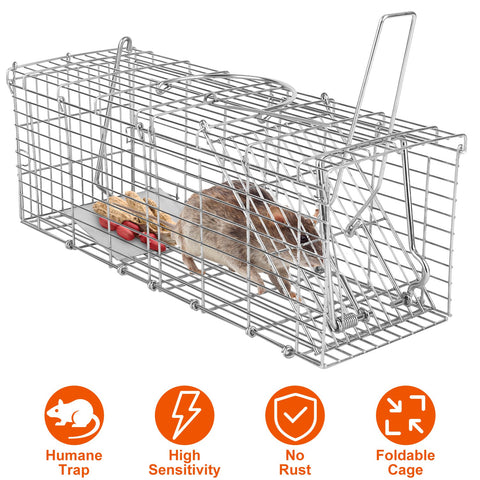iMounTEK Foldable Rat Trap Cage – Galvanized Iron with L-Shaped Rod