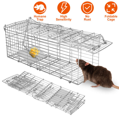 iMounTEK Foldable Rat Trap Cage – Galvanized Iron with L-Shaped Rod