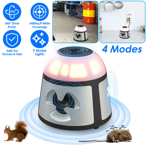 iMounTEK 360° Ultrasonic Mice Repeller – 9 Strobe Lights & Alarm Horn