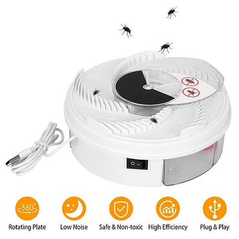 Automatic Fly Trap - USB Powered Electric Flycatcher and Rotating Pest Repellent